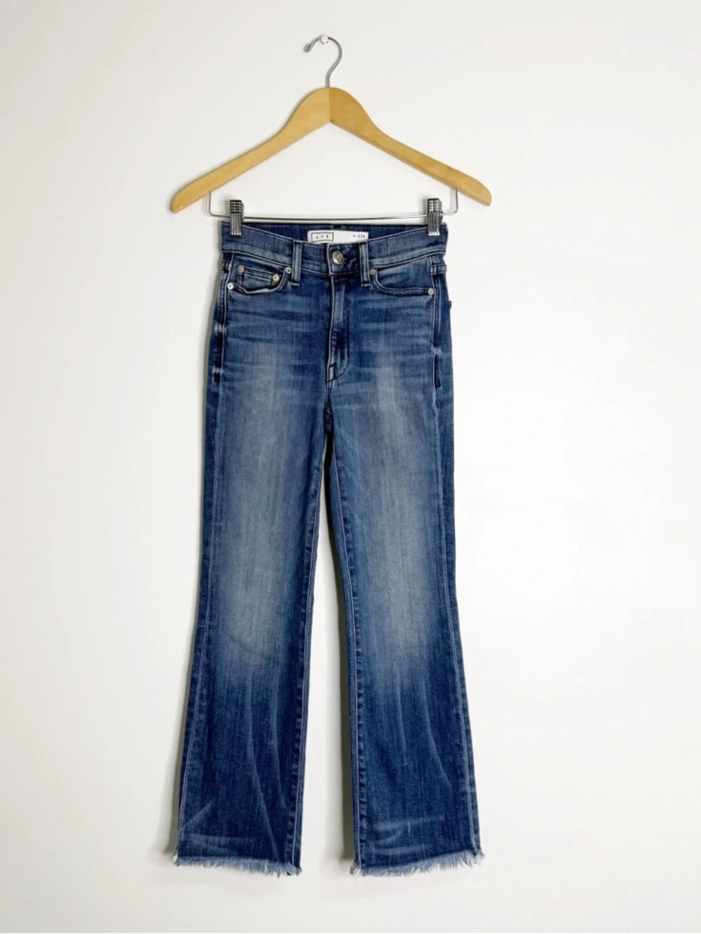 AYR Bomb Pop Straight Leg Ankle Jeans 23 Short Bamba Frayed Hem